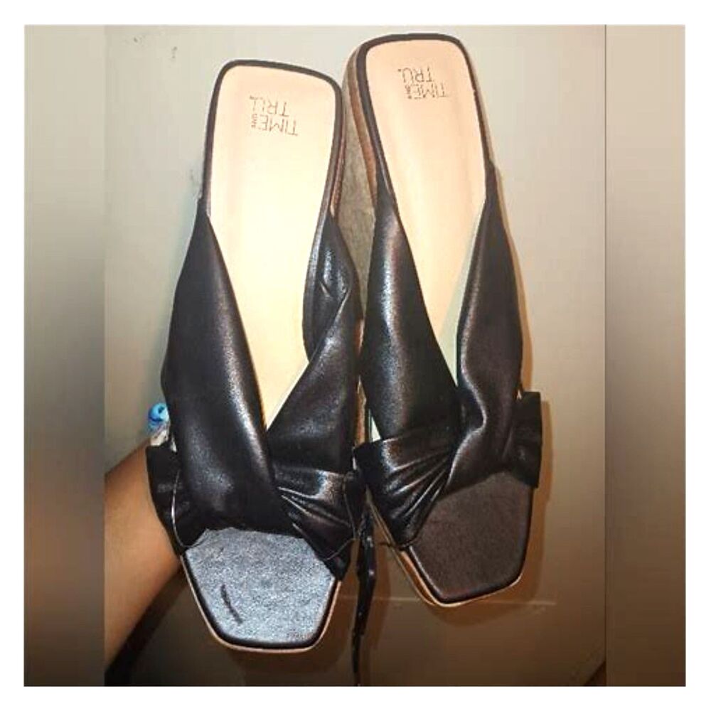 Wedge High Heel Sandals . Size: 6 . Black . Time and Tru . New w/ Tags